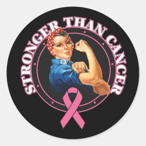 Rosie The Riveter Stronger Than Breast Cancer Classic Round Sticker