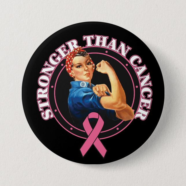 Rosie The Riveter Stronger Than Breast Cancer Pinback Button (Front)