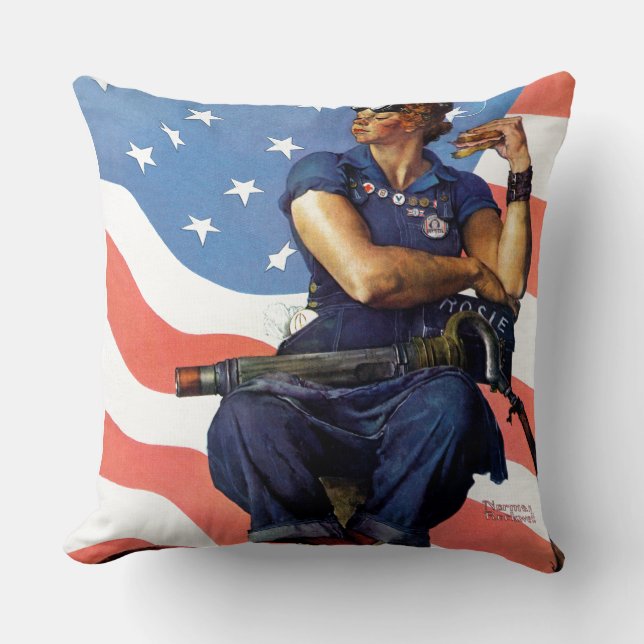 Rosie the Riveter Throw Pillow (Front)