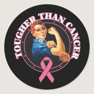 Rosie The Riveter Tougher Than  Breast Cancer Classic Round Sticker