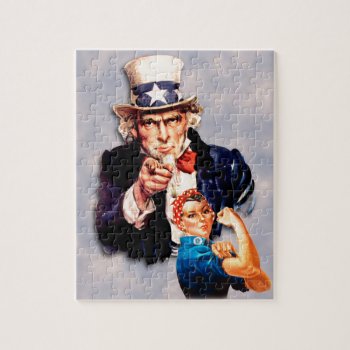 Rosie The Riveter & Uncle Sam Design Jigsaw Puzzle by VintageImagesOnline at Zazzle