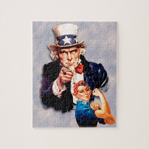 Rosie the Riveter  Uncle Sam design Jigsaw Puzzle