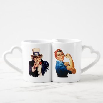 Rosie The Riveter & Uncle Sam  Lover's Mug Set by VintageImagesOnline at Zazzle