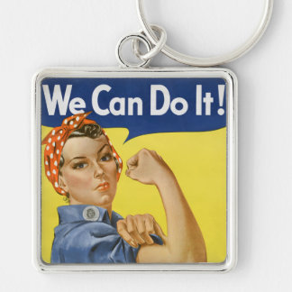 Rosie the Riveter Unedited Vintage Photos Old Aest Keychain