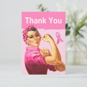 Rosie the Riveter Vintage Breast Cancer awareness Thank You Card (Standing Front)