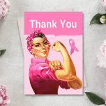 Rosie the Riveter Vintage Breast Cancer awareness Thank You Card<br><div class="desc">Breast Cancer awareness thank you card.</div>