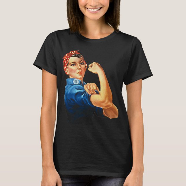 Rosie The Riveter Vintage Feminism T-Shirt (Front)