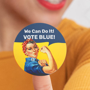 Rosie the Riveter Vote Blue Classic Round Sticker