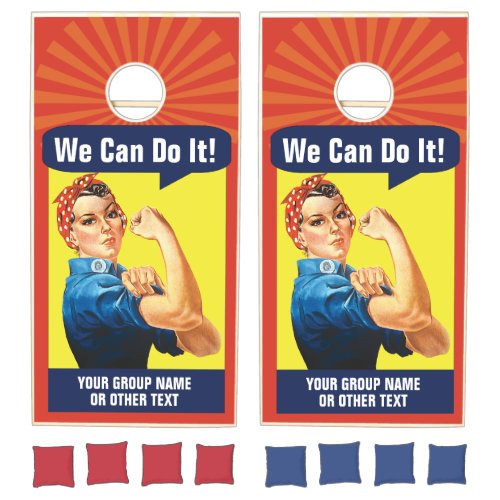 Rosie the Riveter We Can Do It add text Cornhole Set