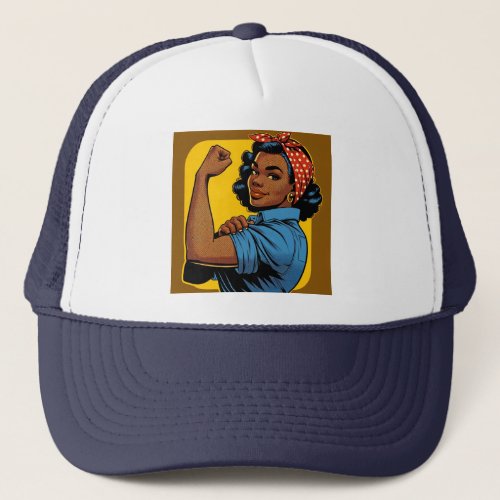 Rosie the Riveter We Can Do It African American Trucker Hat