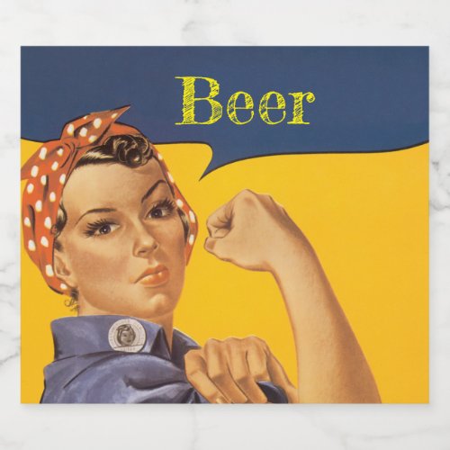 Rosie the Riveter We Can Do It Anime Chibi Remix Beer Bottle Label