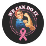 Rosie The Riveter We Can Do It Breast Cancer Classic Round Sticker