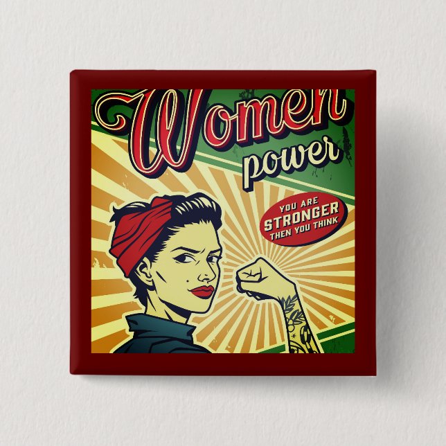 Rosie The Riveter We Can Do it Button (Front)