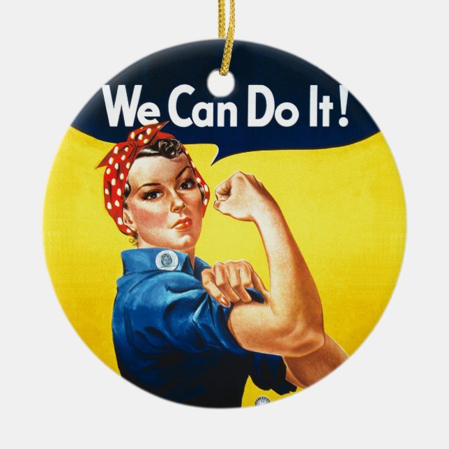 Rosie the Riveter – “We Can Do It!” Ceramic Ornament (Front)