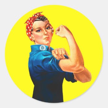 Rosie The Riveter - We Can Do It  Cultural Icon Classic Round Sticker by GreenerCity at Zazzle