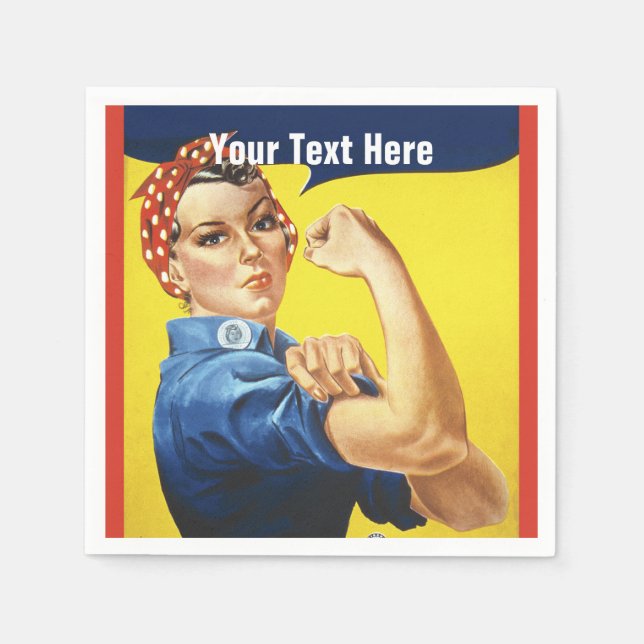 Rosie the Riveter We Can Do It custom text Napkins (Front)