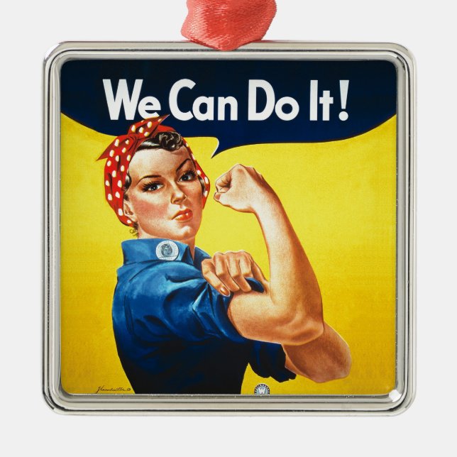 Rosie the Riveter – “We Can Do It!” Metal Ornament (Front)