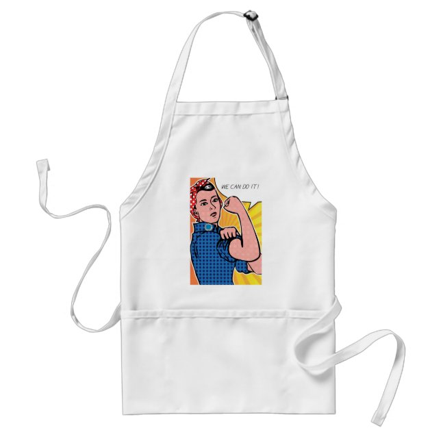 Rosie the Riveter We Can Do It! Pop Art Dots Adult Apron (Front)