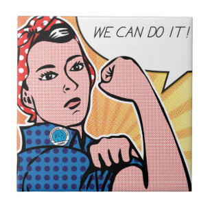 Rosie the Riveter We Can Do It! Pop Art Dots Ceramic Tile