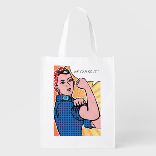 Rosie the Riveter We Can Do It Pop Art Dots Grocery Bag