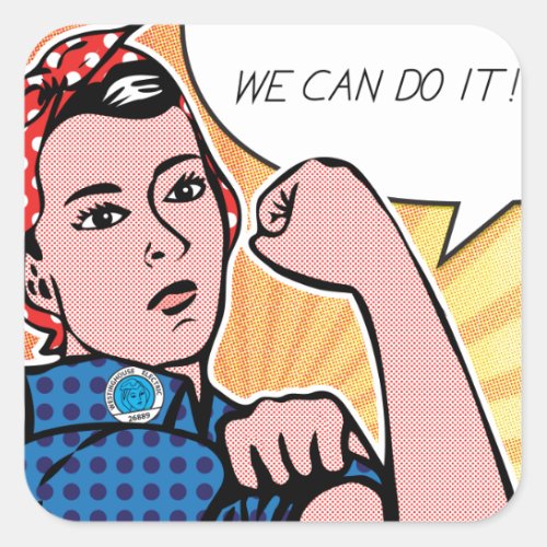 Rosie the Riveter We Can Do It Pop Art Dots Square Sticker