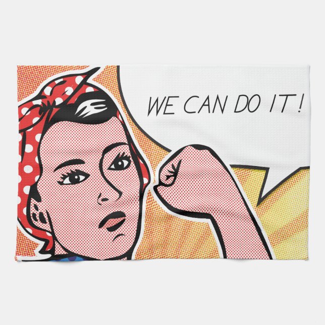 Rosie the Riveter We Can Do It! Pop Art Dots Towel (Horizontal)