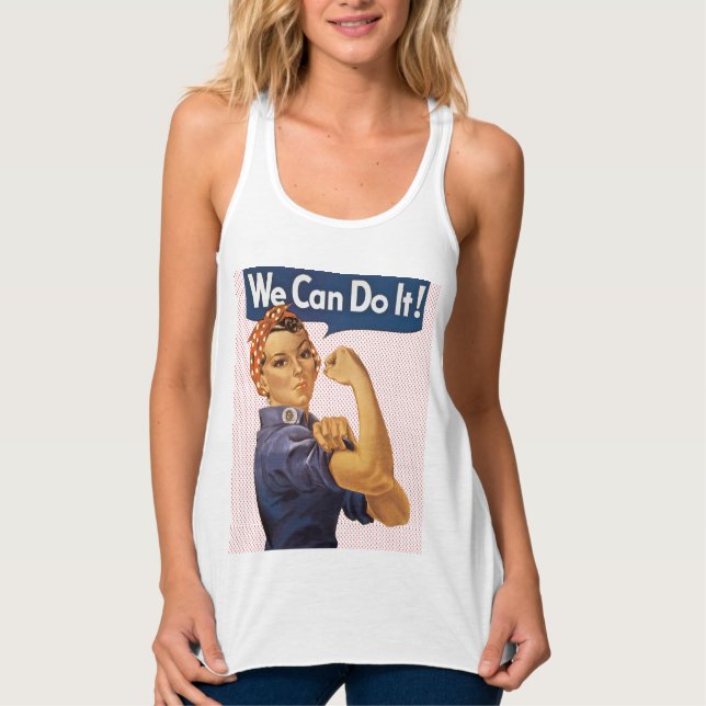 Rosie the Riveter We Can Do It Red Polka Dots Tank Top (Front)
