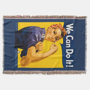 Rosie the Riveter We Can Do It Retro Vintage Icon Throw Blanket