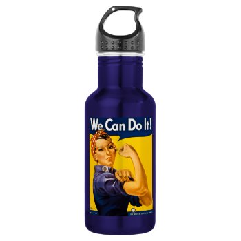 Rosie The Riveter We Can Do It Vintage Stainless Steel Water Bottle by scenesfromthepast at Zazzle