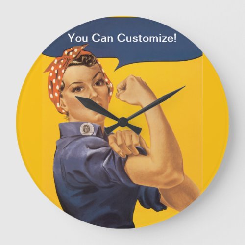 Rosie the Riveter We Can Do It Your Text Here Large Clock