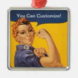 Rosie The Riveter We Can Do It! Your Text Here Metal Ornament at Zazzle
