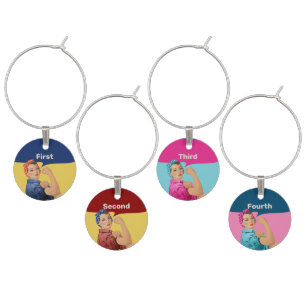 Rosie the Riveter Wine Charms