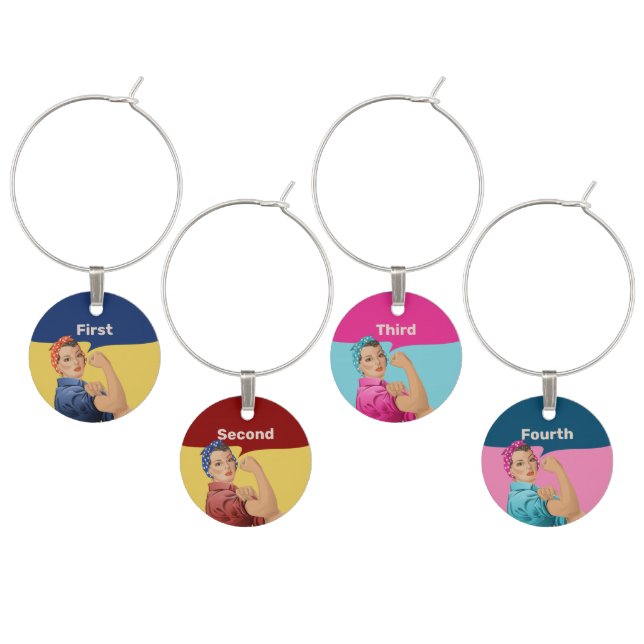 Rosie the Riveter Wine Charms (Staggered)