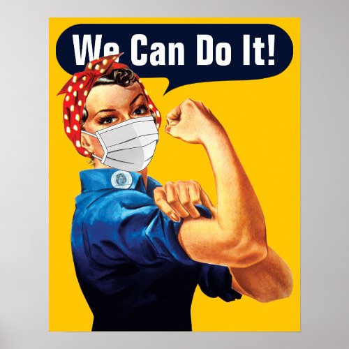 Rosie The Riveter With Mask _ Add Your Own Slogan Poster