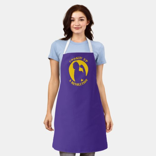 Rosie the Riveter Womens History Month Purple Gold Apron