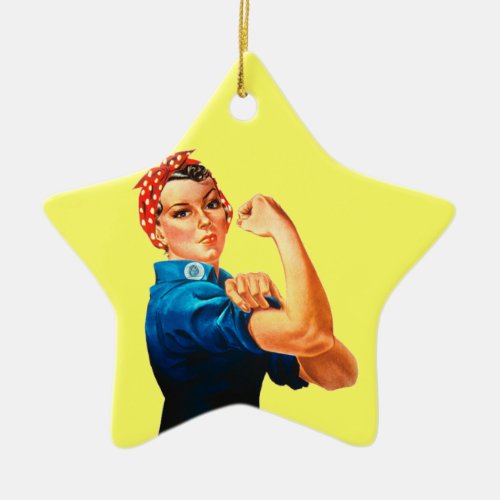 Rosie The Riveter WWII Poster Ceramic Ornament