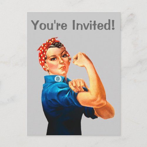 Rosie The Riveter WWII Poster Invitation Postcard