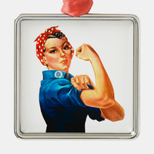 Rosie The Riveter WWII Poster Metal Ornament