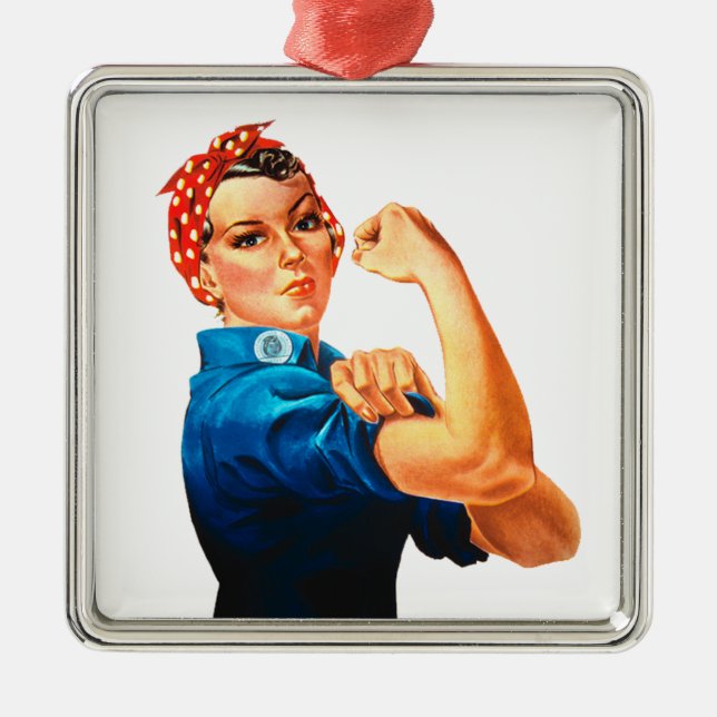 Rosie The Riveter WWII Poster Metal Ornament (Front)