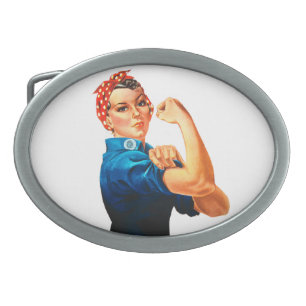 Rosie The Riveter WWII Poster Oval Belt Buckle