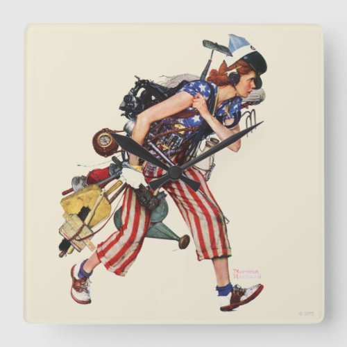 Rosie to the Rescue Square Wall Clock