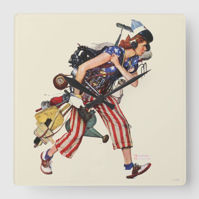 Rosie to the Rescue Square Wall Clock (Front)