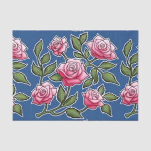 Rosier Pattern - Classic Blue Tissue Paper