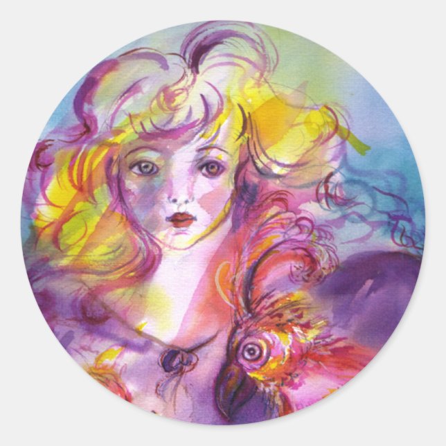 ROSINA / Venetian Masquerade Ball Classic Round Sticker (Front)