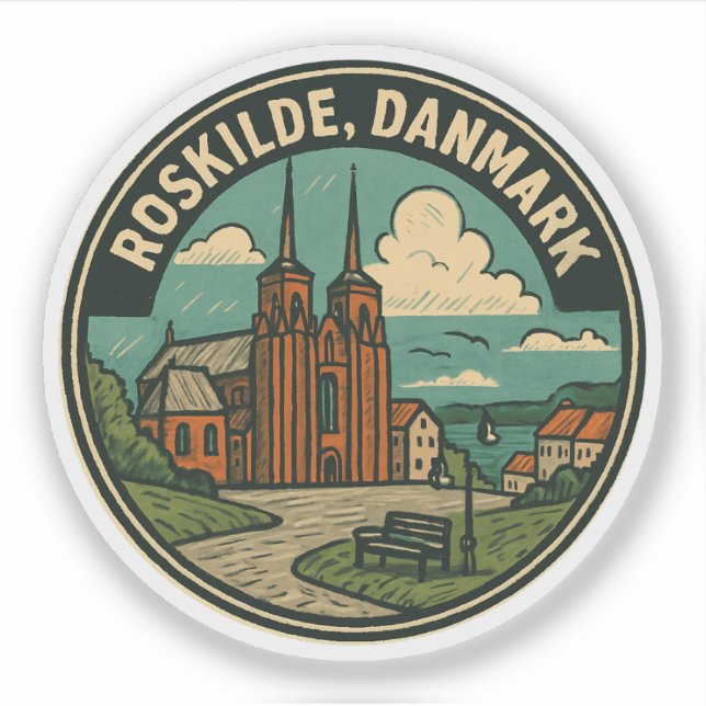 Roskilde Denmark Cathedral Sticker (Front)