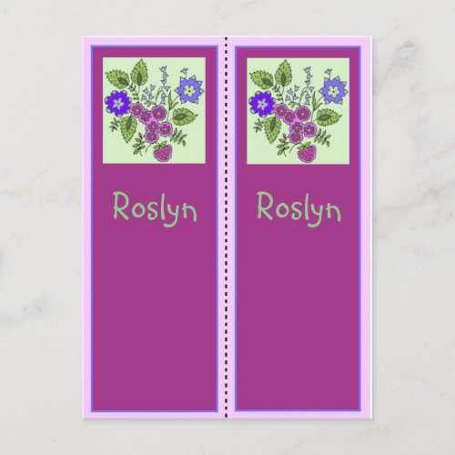 Roslyn Personalized Bookmark Postcard