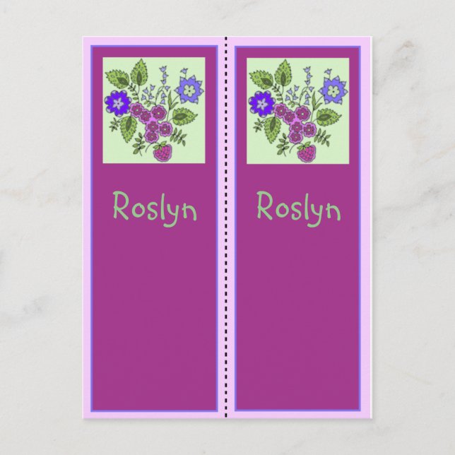 Roslyn Personalized Bookmark Postcard (Front)