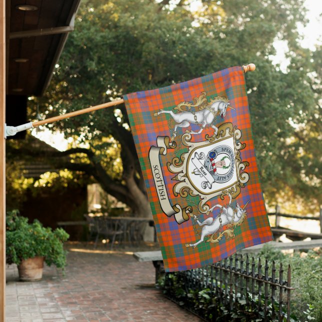 Ross Ancient Tartan Flag Clan Badge Lion Scottish (In SItu)