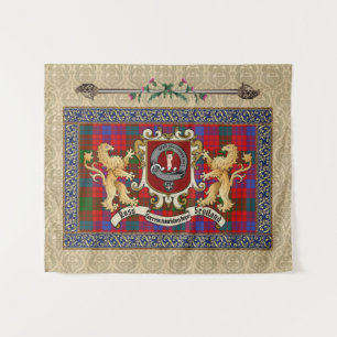 Ross Clan Badge & Tartan w/Lions Tapestry