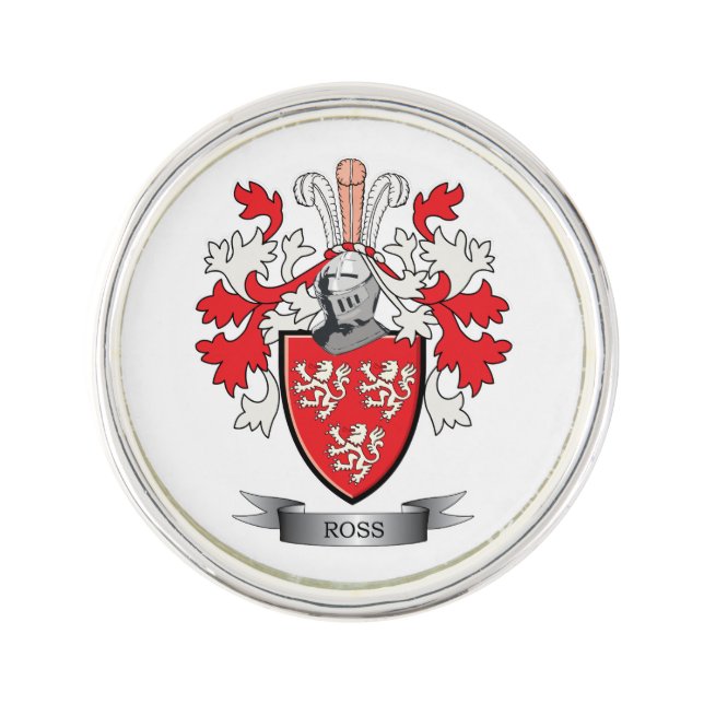 Ross Family Crest Coat of Arms Pin (Front)